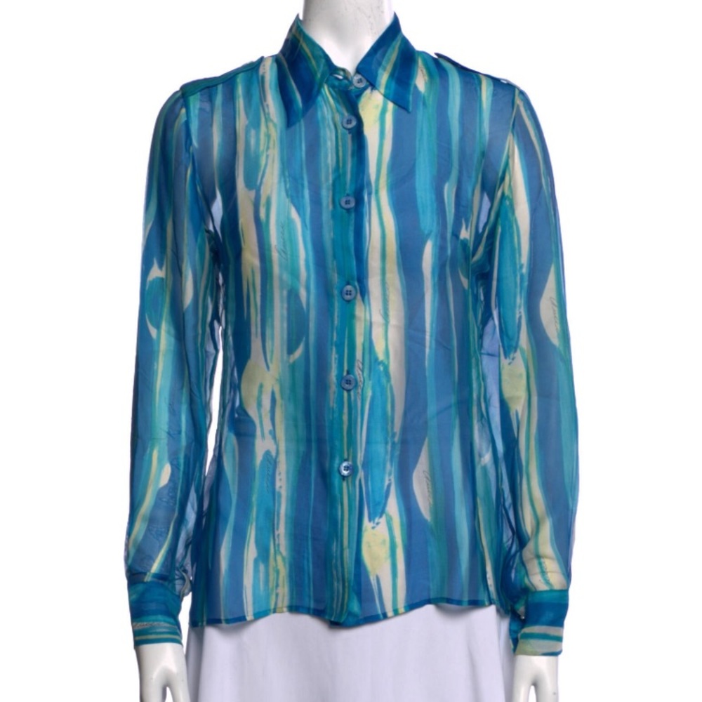 Gucci Vintage Tom Ford 1996 Silk Blue Top